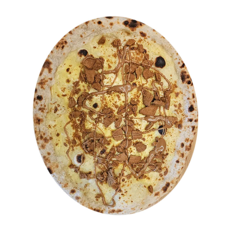 Süße Pizza mit Vanillepudding, Lotuskeks und Lotuscreme